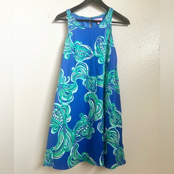 Lilly Pulitzer - Blue and Green Wright Dress She Got Sole, Size small - Picture 2 of 7